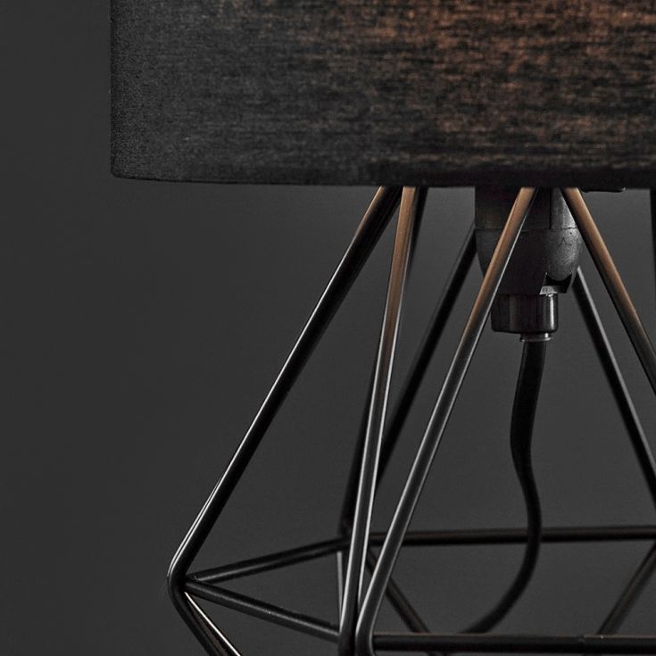 Mini Angus Geometric Black Table Lamp, Angus Geometric Table Lamp With Black Shade